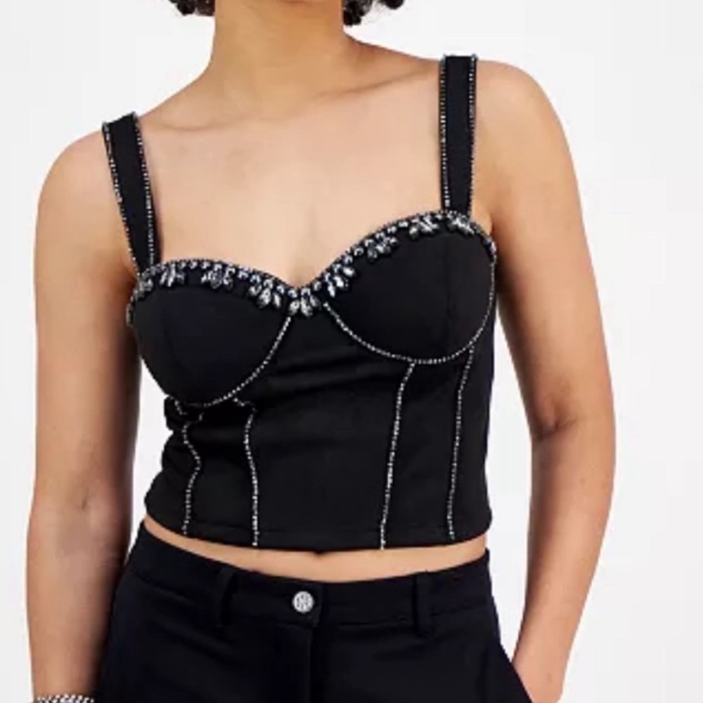 Guess Black Bustier Corset Top with embellishments